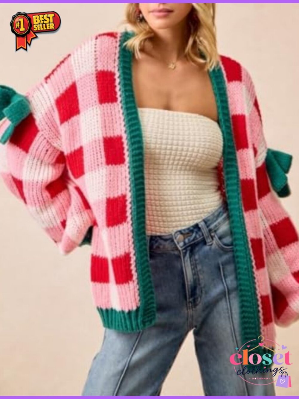 Chunky Knit Oversized Balloon Sleeve Cardigan Sweater - Picture 3 of 6